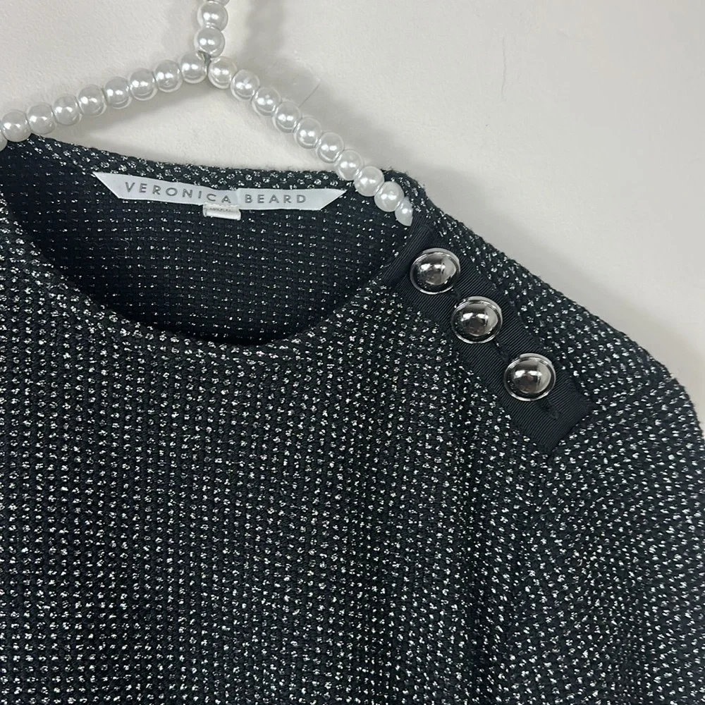 Veronica Beard Black & Silver Ruched Metallic Ira Dress 2 - Picture 6 of 16